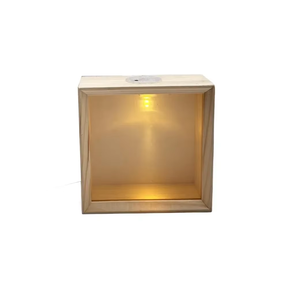 Cadre en Bois Décoratif avec Boîte à Ombres, Lumière Douce Transparente, Bois DIY, Veilleuse, Pannea