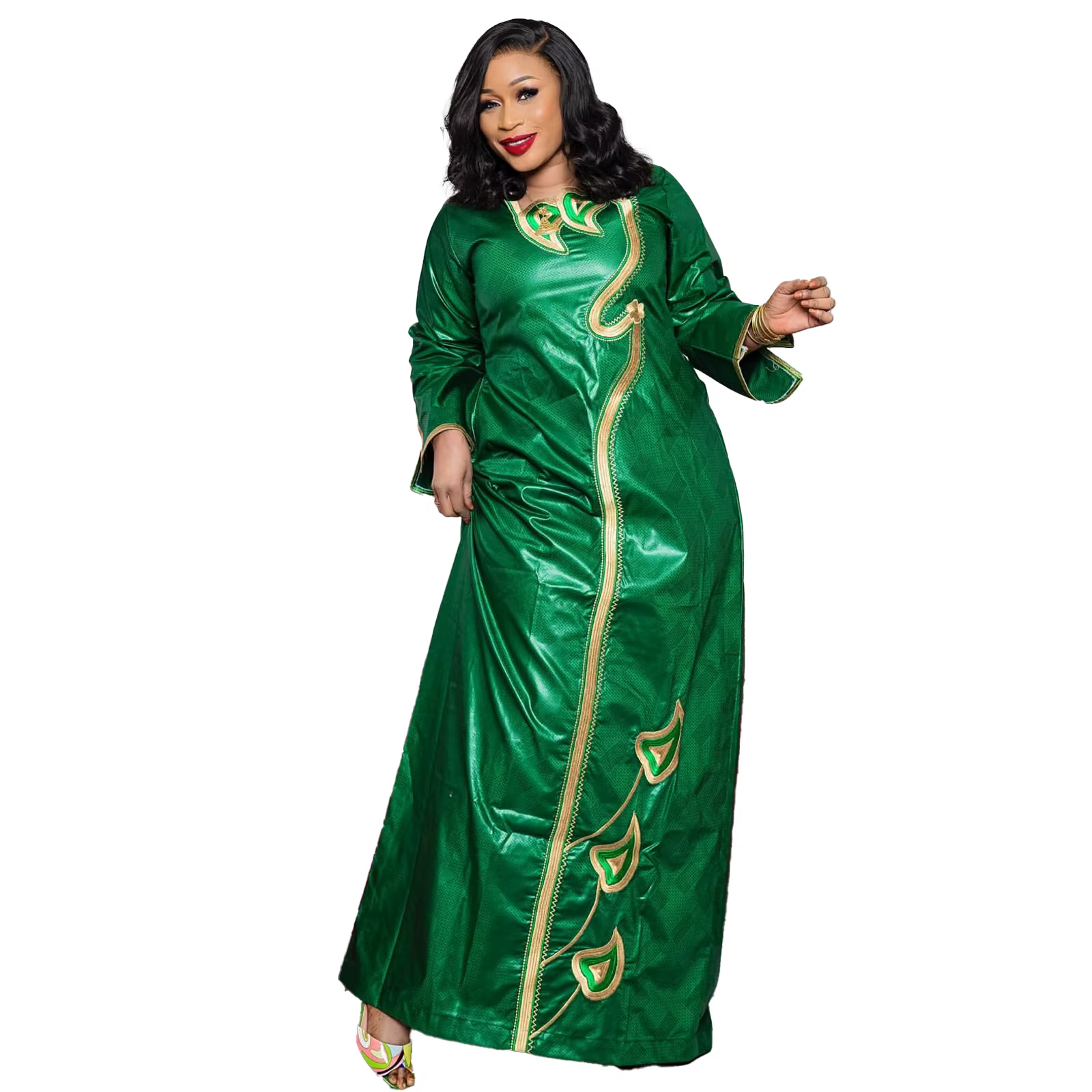 Robe Africaine Brodée pour Femme, Vêtements de Grande Taille, Longueur au Sol