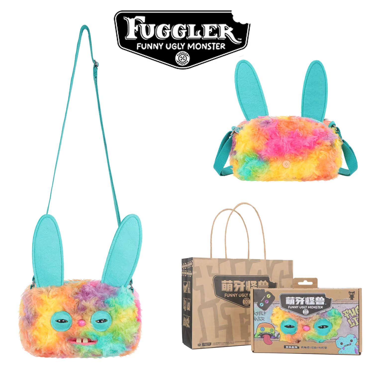 Sacs bandoulière Fugglers Ugly Tooth Monster Fluffy, sacs à main mignons en peluche Fugg, sacs à dos