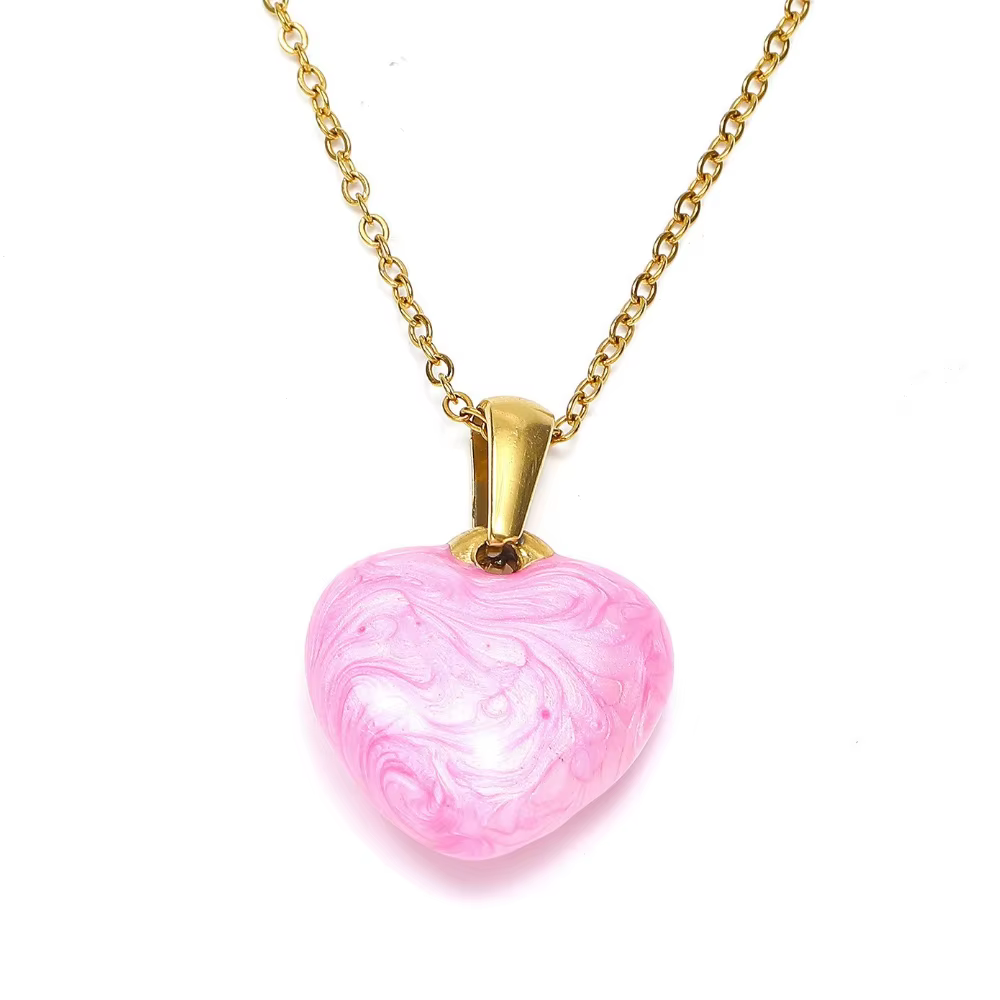 Gouttes d'huile d'amour chérie coréenne pour femmes, collier pour filles, pendentif coeur, bijoux de
