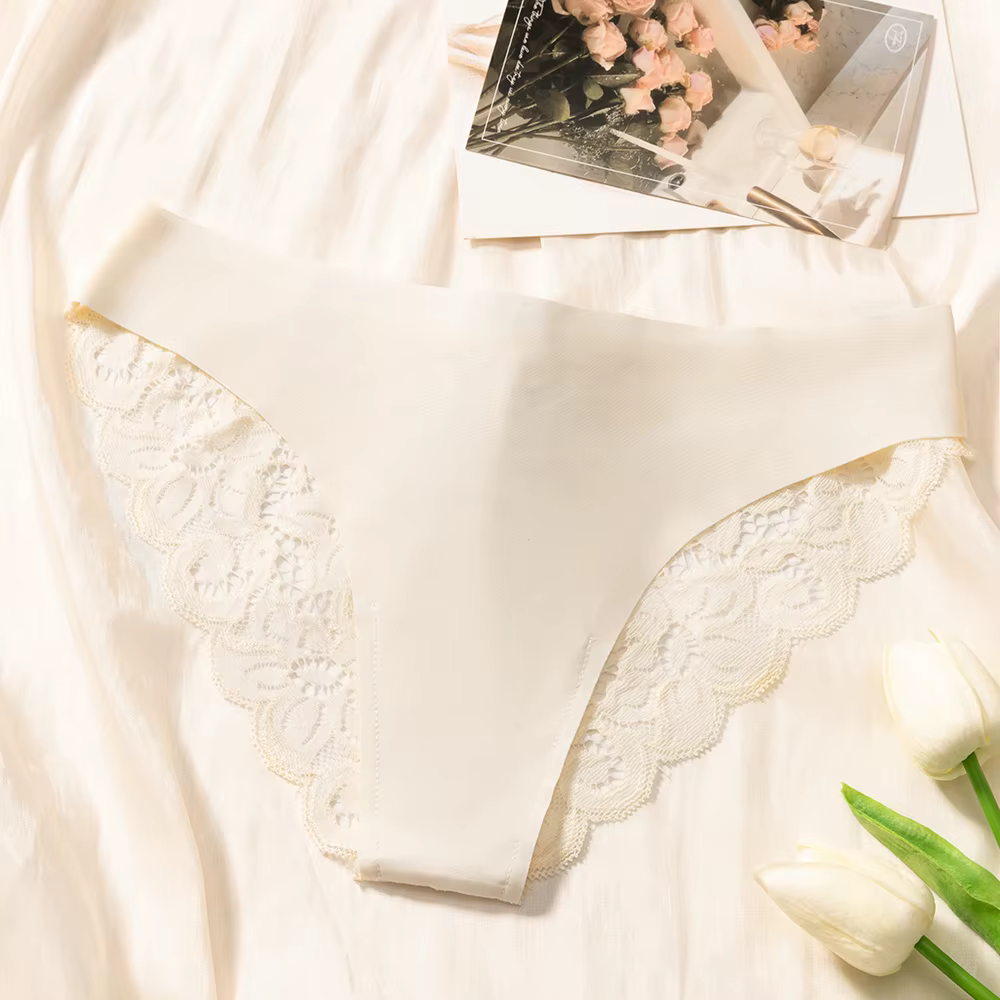 Culotte Sexy en Dentelle Sans Couture pour Femme, Sous-Vêtement Confortable, Doux et Respirant, Ling