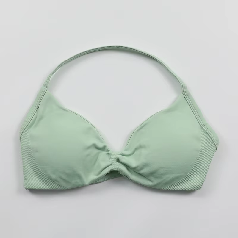 Impact Strappy Bra pour femme, soutien-gorge de sport dos nu froncé, style licou, maintien léger, ha
