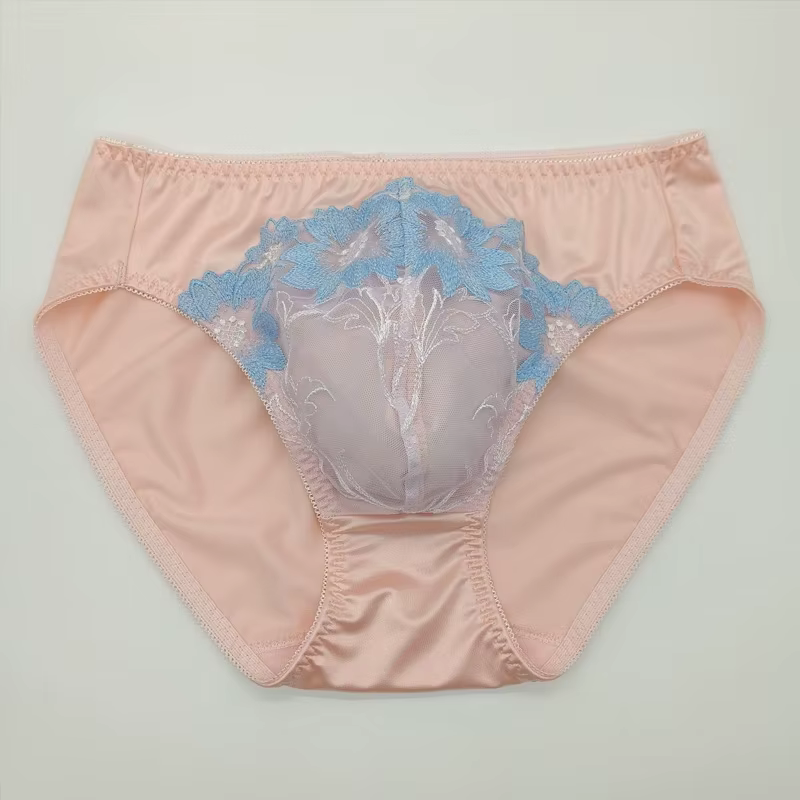 Slip homme Sissy rose dentelle fleur broderie culotte solide pôle danse spectacle en direct Costumes