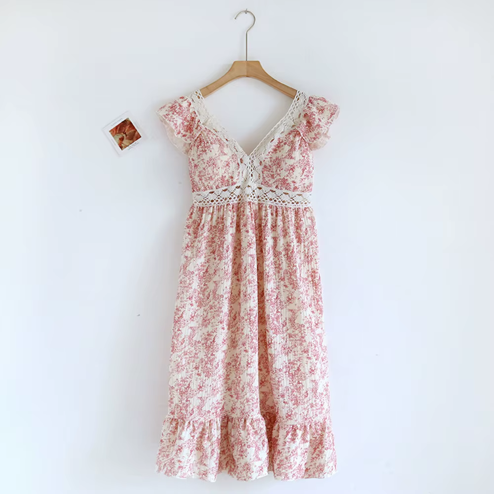 Robe de nuit en fibre de coton pur pour femmes, vêtements de nuit à col en V, vêtements de nuit pour