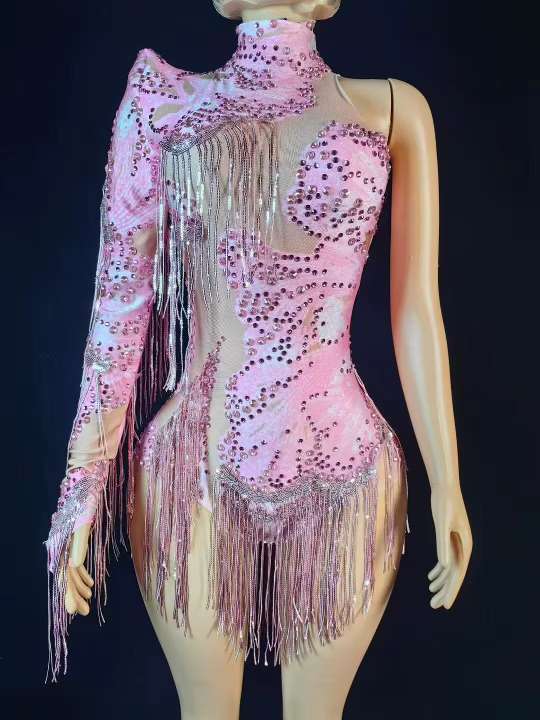 Justaucorps moulant Sexy pour spectacle de danseuse de chanteur, vêtements de scène avec strass scin
