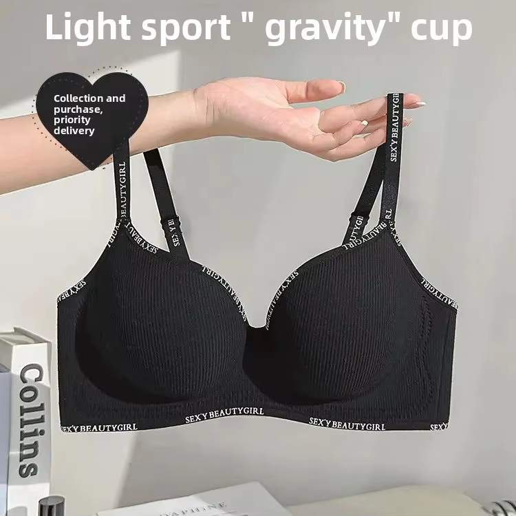 Soutien-gorge push-up épaissi de 6 cm pour petites poitrines, sans fil, sans armatures, imprimé lett