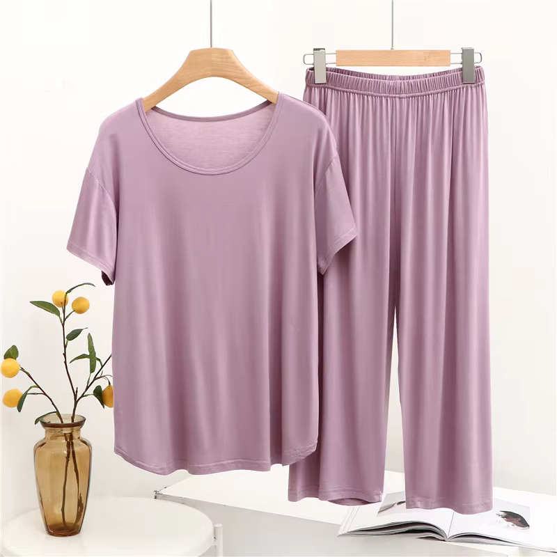 Pyjama décontracté pour femmes, manches courtes, pantalon court, costume printemps été, vêtements de