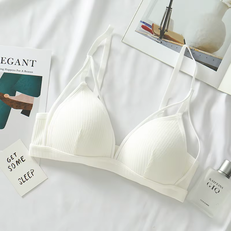 Soutien-gorge Push Up en coton pour femmes, Bralette à col en v profond, Lingerie Sexy, confortable,