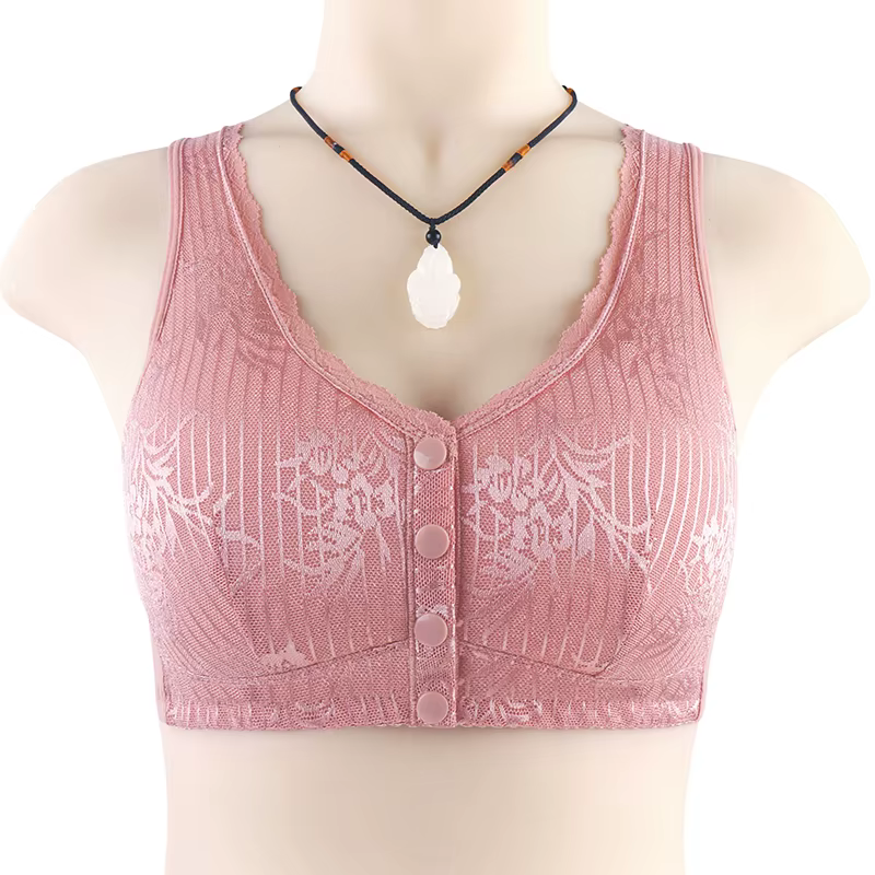 Soutien-gorge Push Up sans fil pour femmes, sous-vêtements confortables avec fermeture frontale, Lin