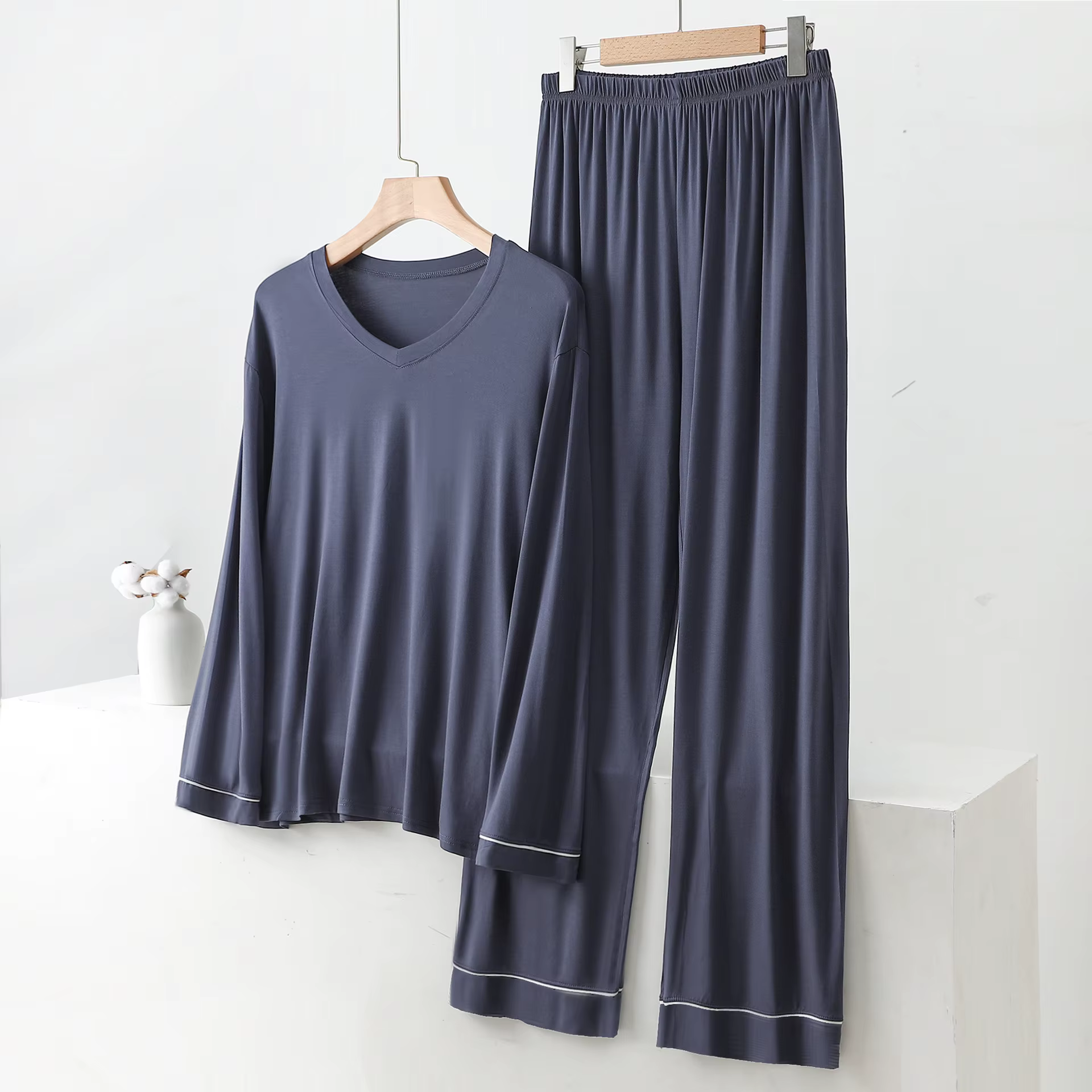 Printemps automne Pyjamas pour hommes nouveau Modal à manches longues chemise pantalon costume vêtem