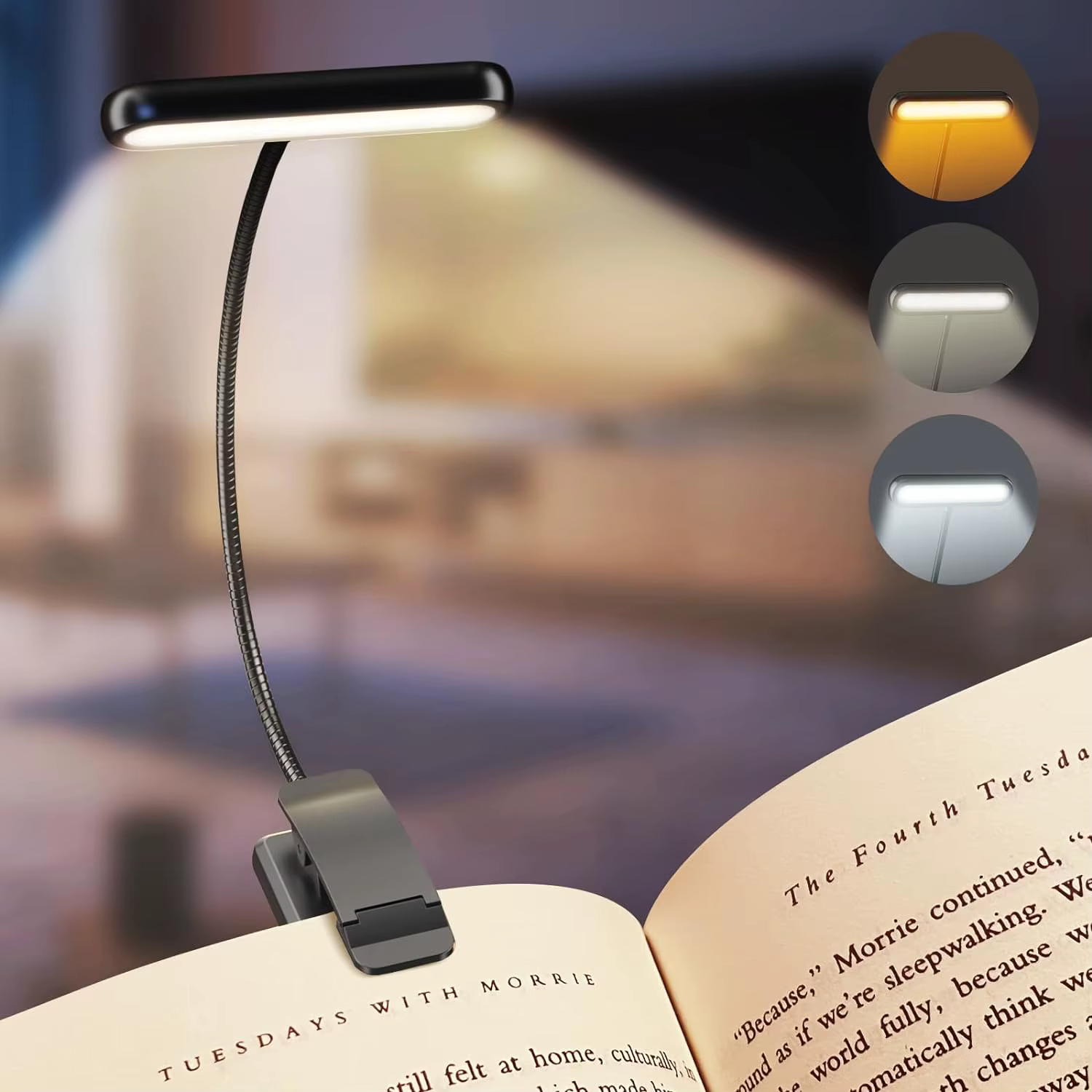 LED livre lumière lampe de lecture soin des yeux Clip-on USB Rechargeable lampe à intensité variable