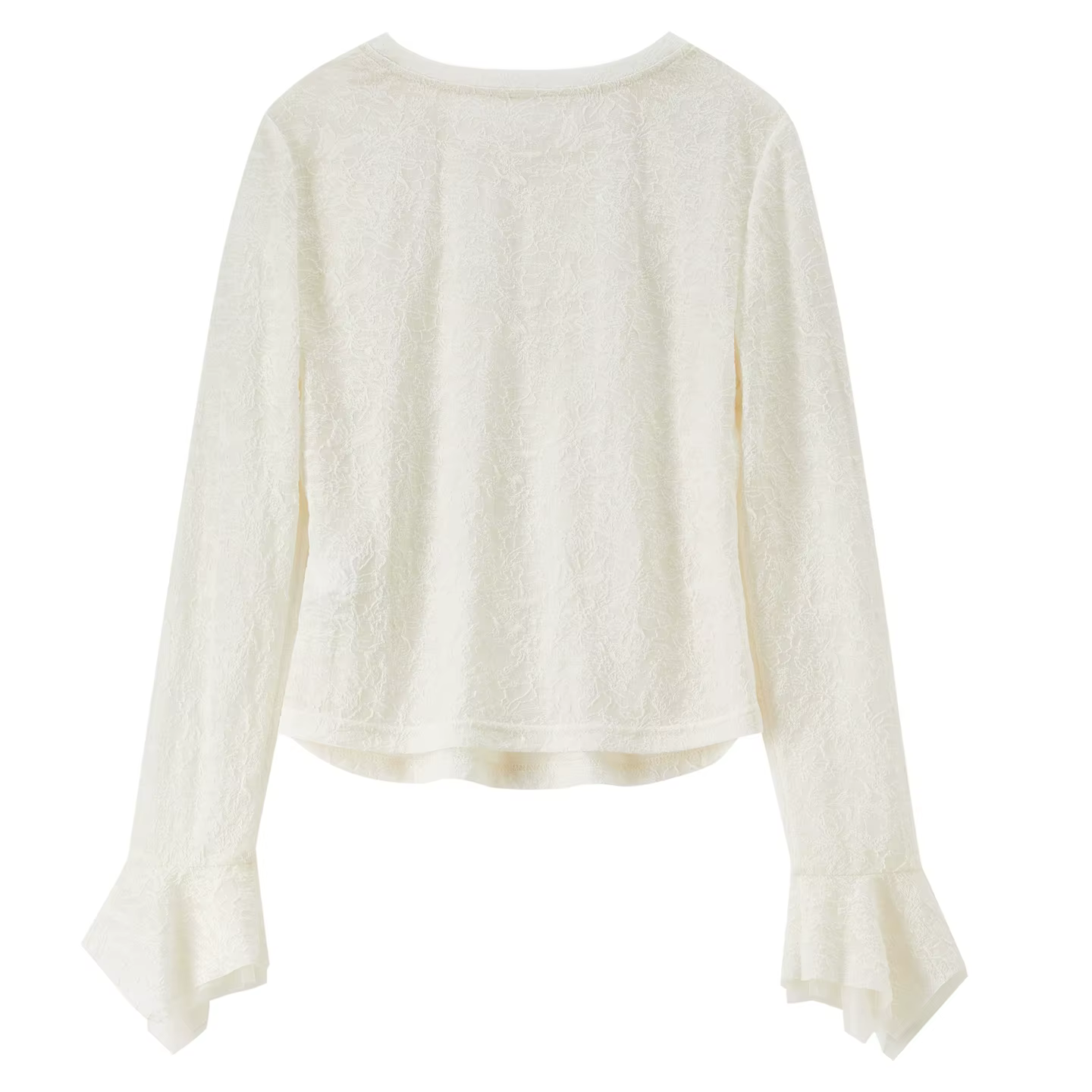 T-shirt en dentelle SENTUBILA pour femme, collection Printemps 2026, col rond, manches évasées, tran