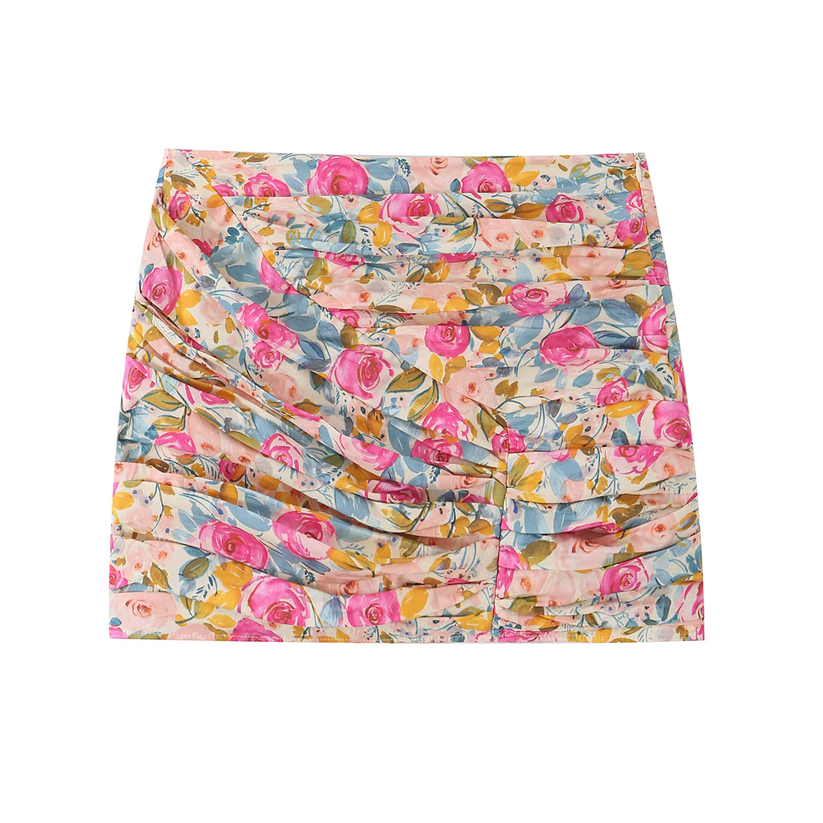 YENKYE Nouvelle jupe courte drapée à imprimé floral pour femme 2026, taille haute, moulante, sexy, d