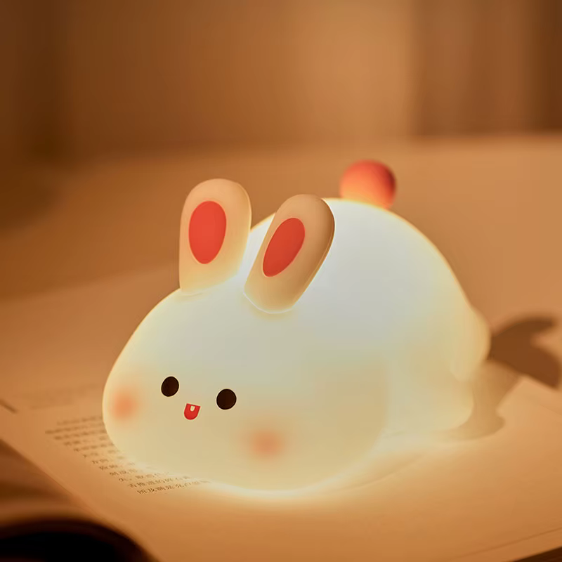 Veilleuse LED en forme d'animal mignon (lapin, éléphant) avec capteur tactile, veilleuses pour enfan