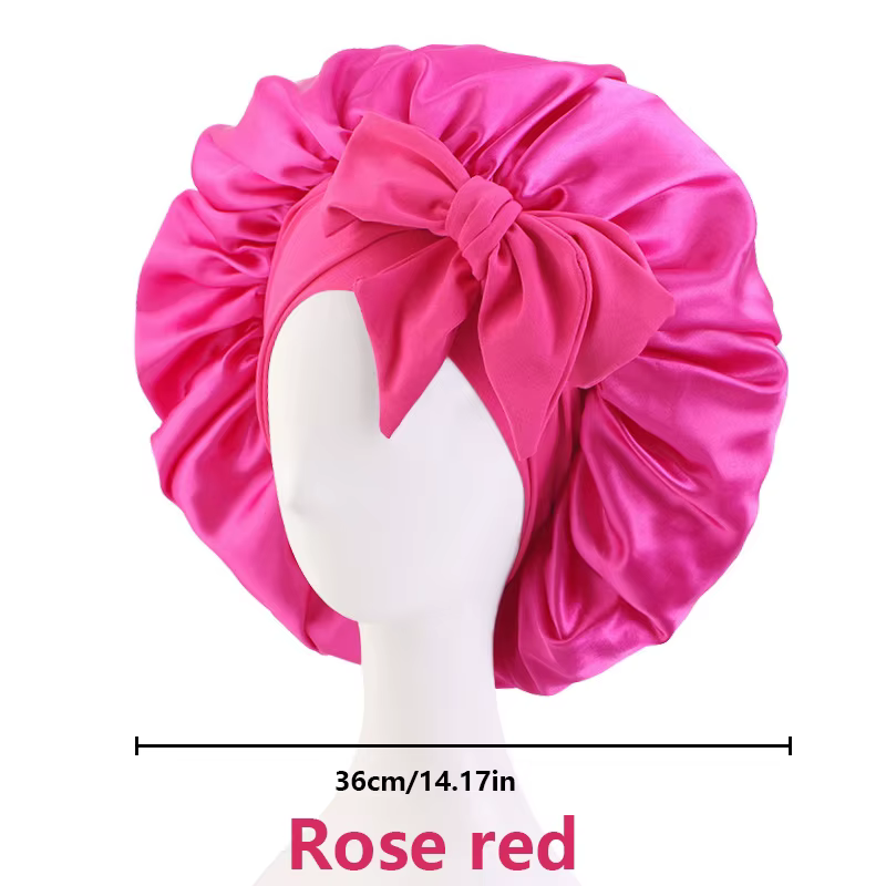 Bonnet de nuit en satin pour femme avec large bord élastique, bande douce, chapeau de sommeil pour l