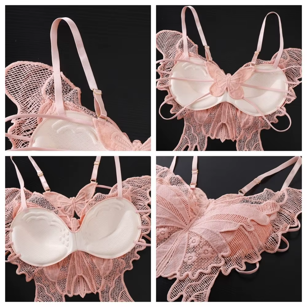 Soutiens-gorge papillon sans dos doux, coupe ajustée, rembourrés, en dentelle, camisoles, style coré