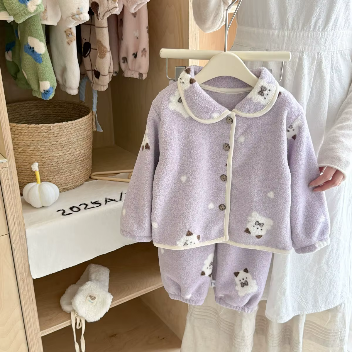 Ensemble de vêtements de nuit pour enfants de 1 à 12 ans, pyjama chaud en peluche pour garçons et fi