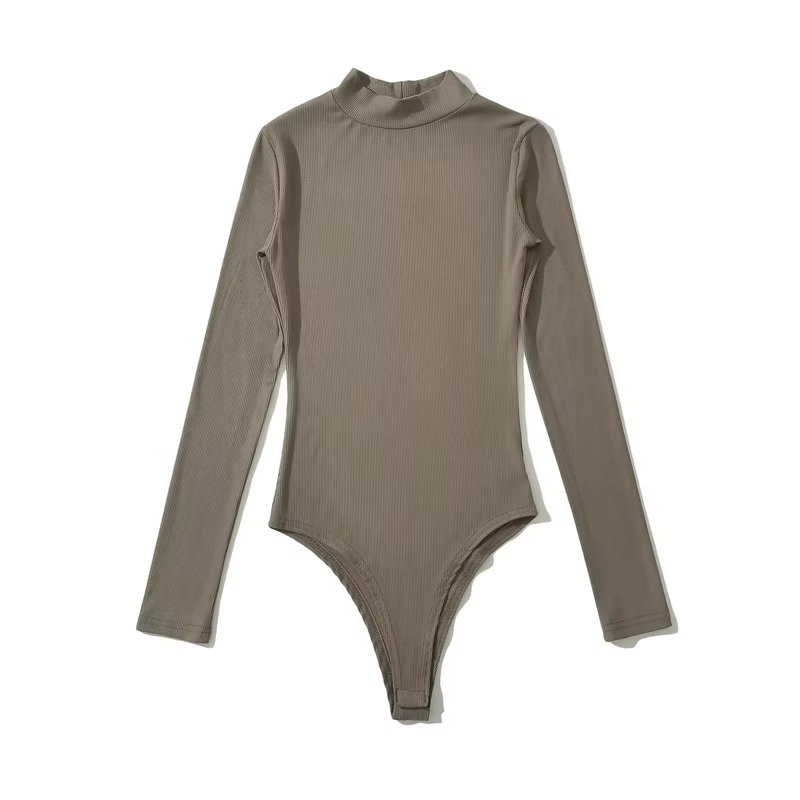 Costume de batterie à col roulé pour femme, manches longues, côtelé