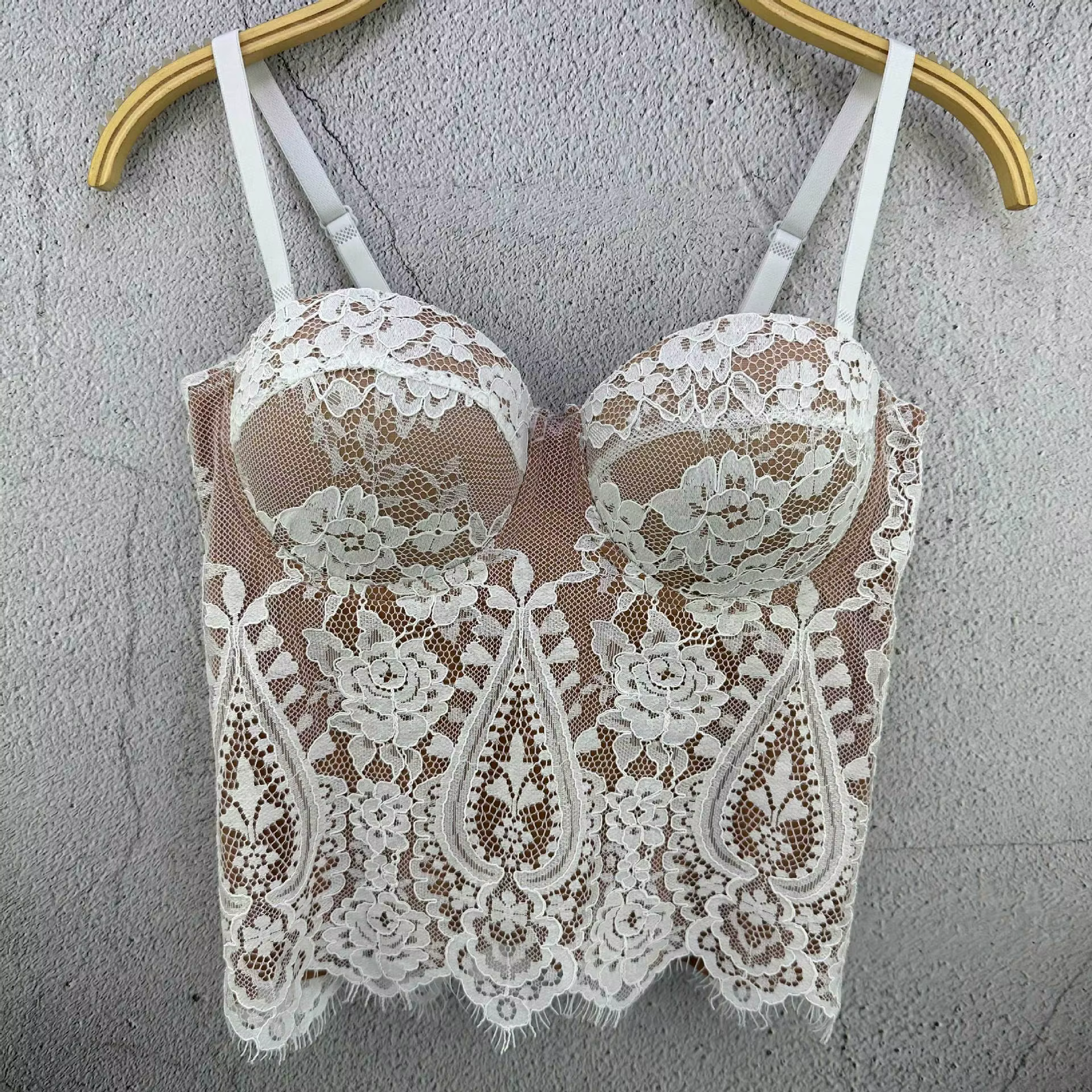 Bustier en dentelle florale élégant pour femme, corset sexy en dentelle pour femme, crop top amincis