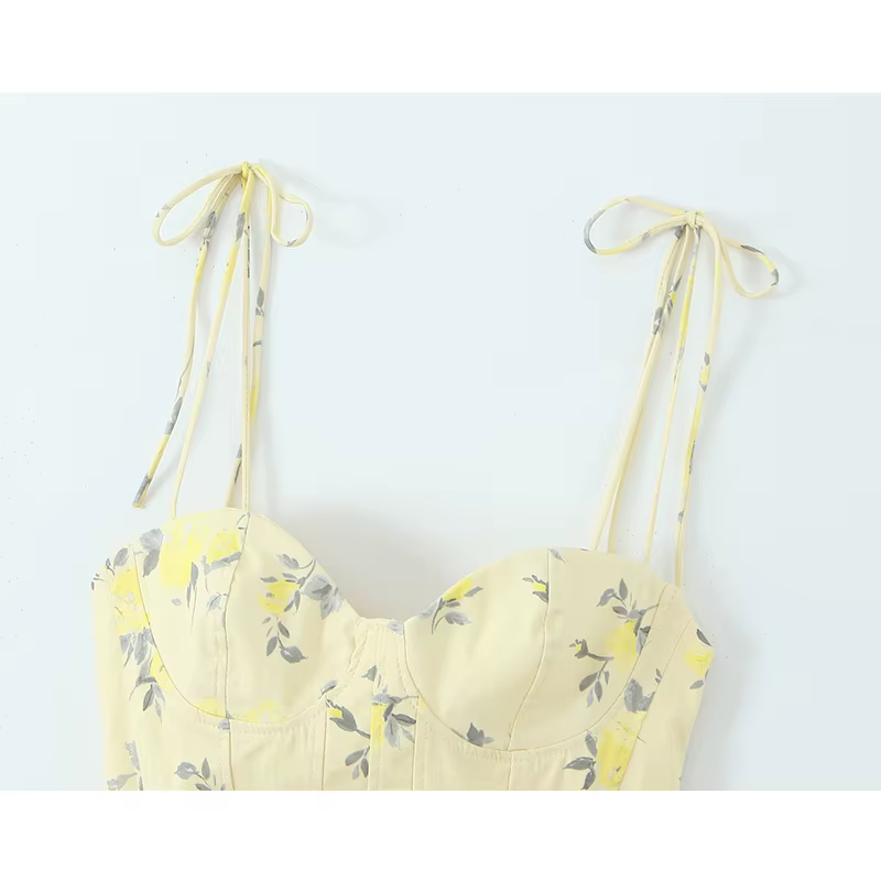 Nouveau Top Corset Chic et Élégant, Dos Nu, Court, Style Cami, Imprimé Floral, Tendance Été 2026, Se