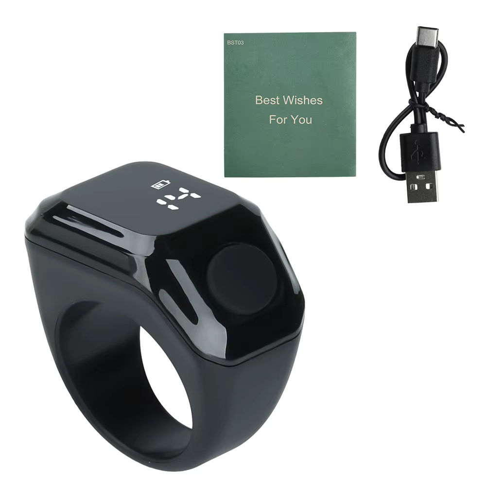 Bague connectée intelligente avec compteur numérique LCD Bluetooth pour le Zikr musulman, rappel de