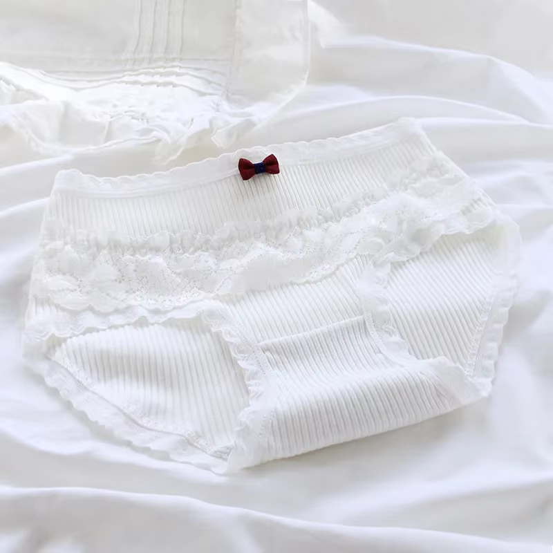 Sous-vêtements pour fille, en coton, joli tricot, taille moyenne, culotte pour jeune fille, mignonne