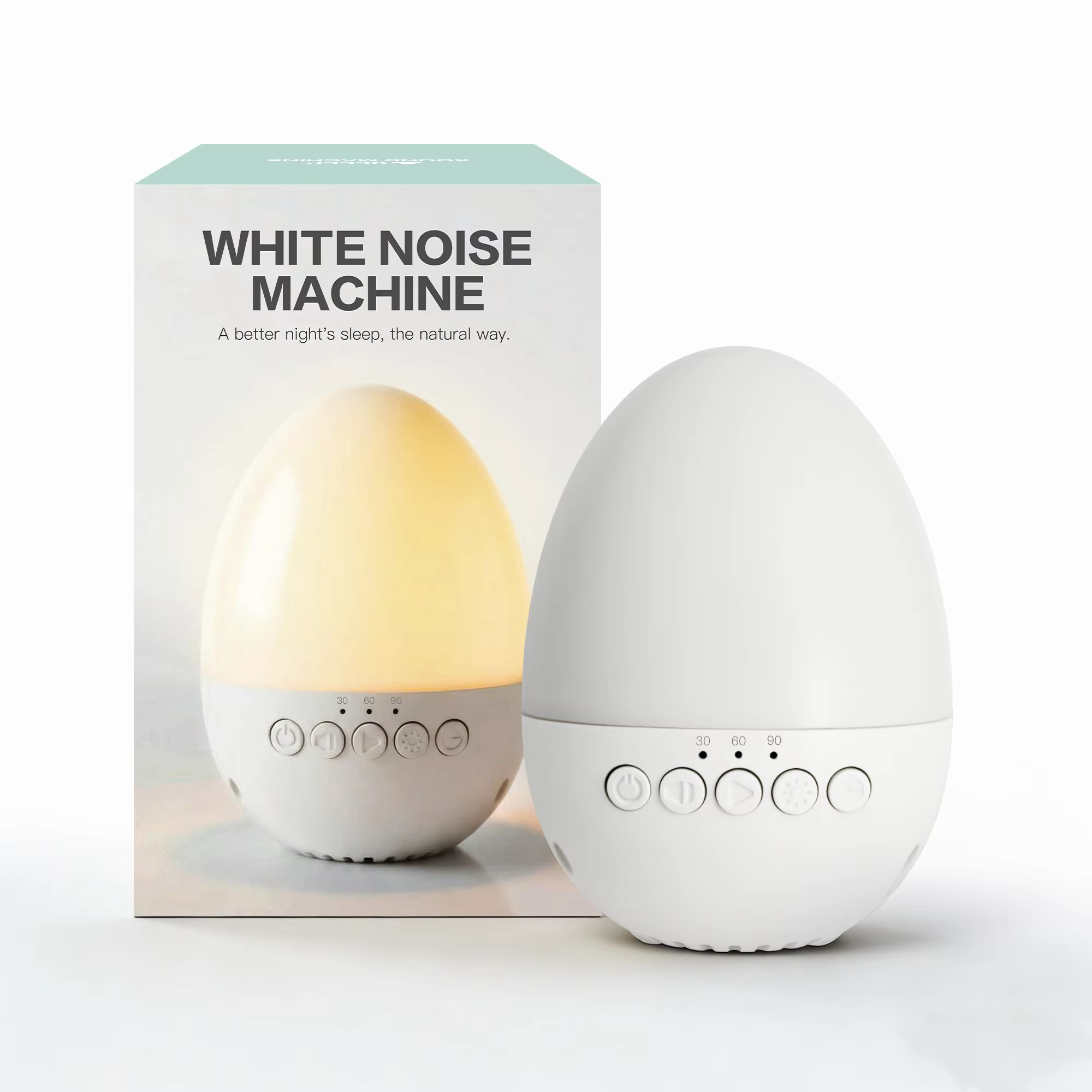 Machine à bruit blanc pour bébé avec détection des pleurs, 30 sons, veilleuse, rechargeable, apaisan