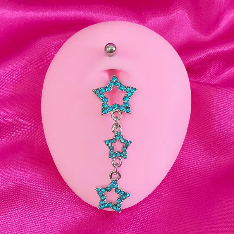 Egirl-Piercing de Nombril en Clip Bleu, Anneaux de Nombril, Mignon, Mode Coréenne, Accessoires Sexy,