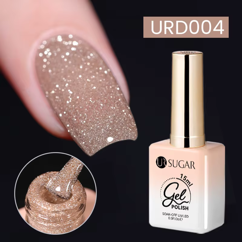 UR SUGAR 15ml argent réfléchissant vernis à ongles brillant paillettes Semi Permanent tremper Gel UV