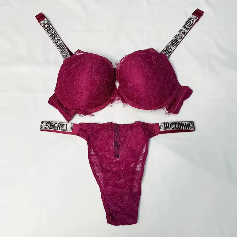 Nouvel ensemble soutien-gorge et culotte sexy Victoria's Secret pour femme – Confortable, push-up, g
