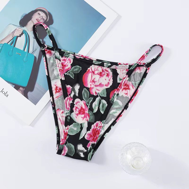 Culotte string en dentelle pour femme, sous-vêtement sexy, imprimé fille, sport, taille basse, sans