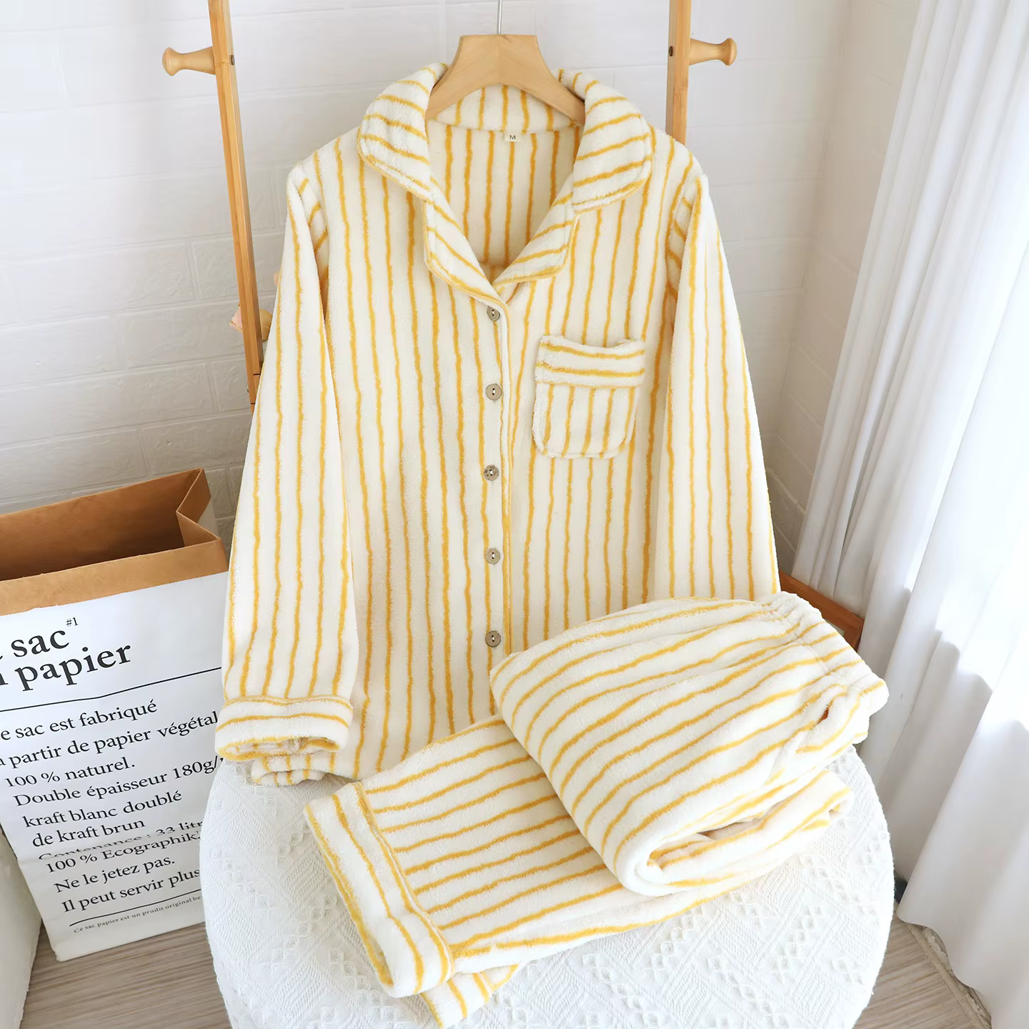 Pyjamas de couple d'hiver Pyjamas pour femmes Pyjamas en flanelle Ensemble de 2 pièces Vêtements de 