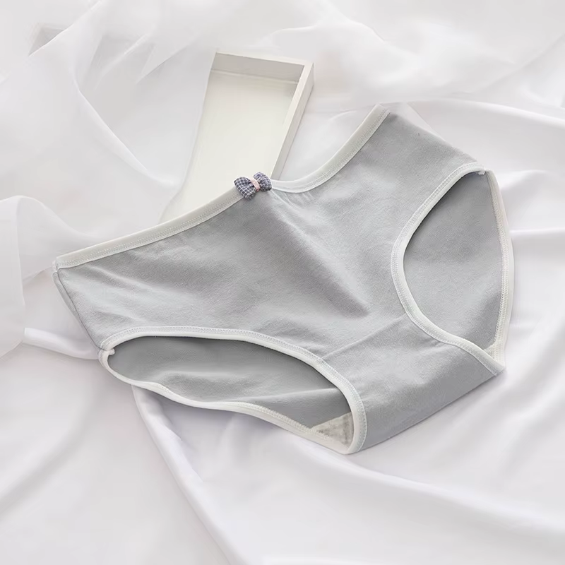 Culotte en pur coton pour femmes, douce, respirante, couleur unie, nœud papillon, Sexy, Lingerie fém