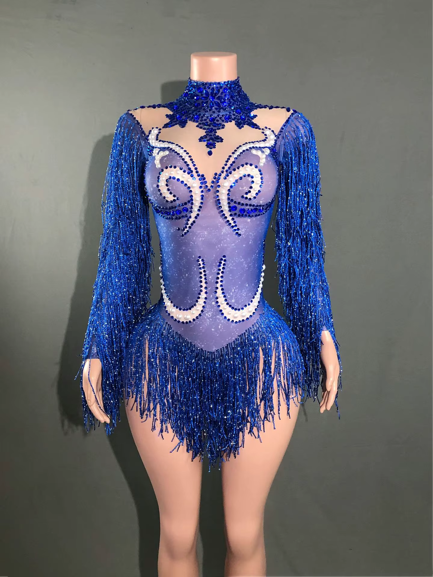 Nouvelle tenue de spectacle de danse pour femmes, costume de fête d'anniversaire, combinaison transp