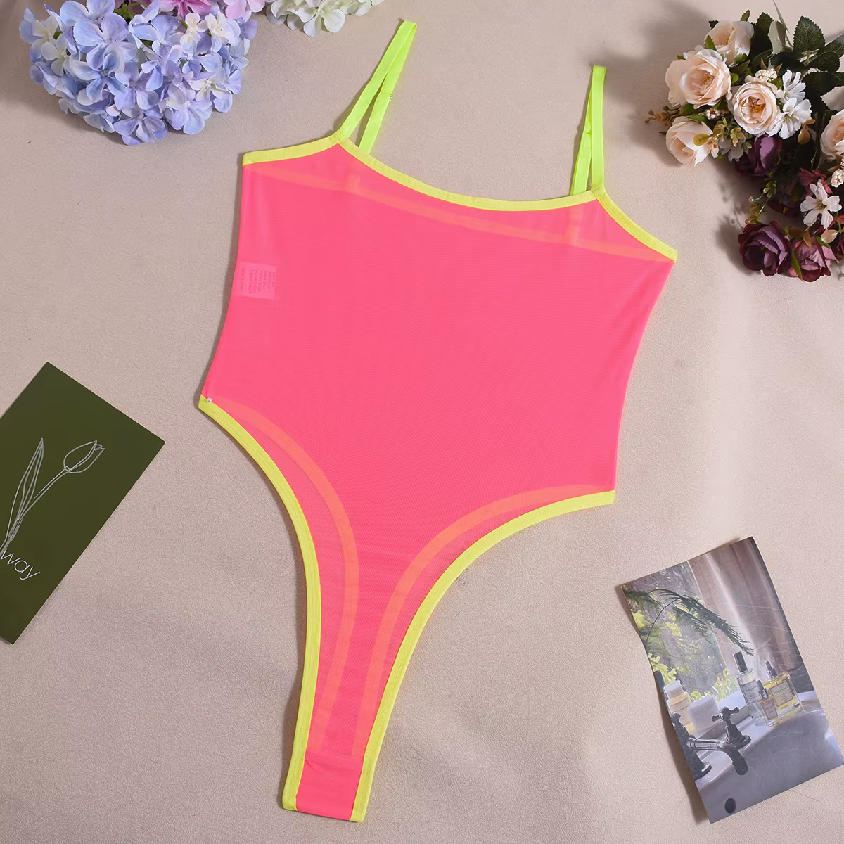 Body en dentelle transparente en maille, une pièce, pour femme, couleur unie, sexy, sans entrejambe,