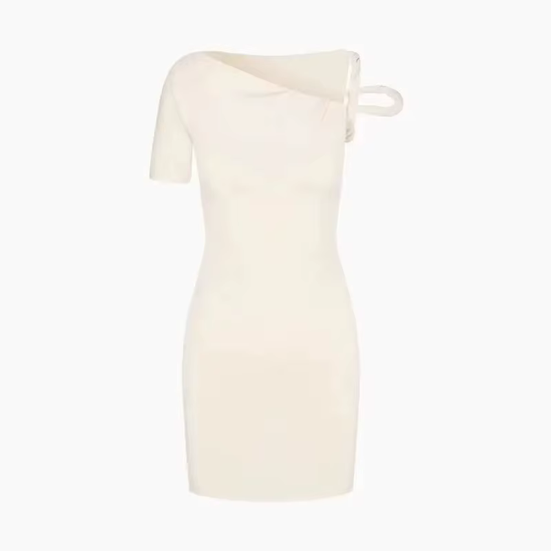 KHY Kylie's Robe asymétrique à bretelles torsadées et épaules dénudées, jupe courte amincissante sex