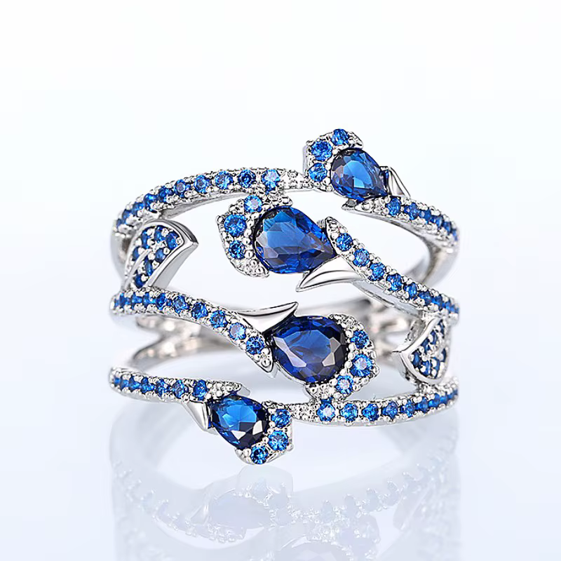 Huitan – magnifiques bagues de mariage en zircone cubique bleue pour femmes, nouveau design, accesso