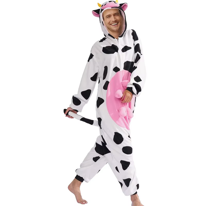 Pyjama pour adultes, pyjama animal vache, costume de cosplay, combinaison, pyjama kigurumi, costume 