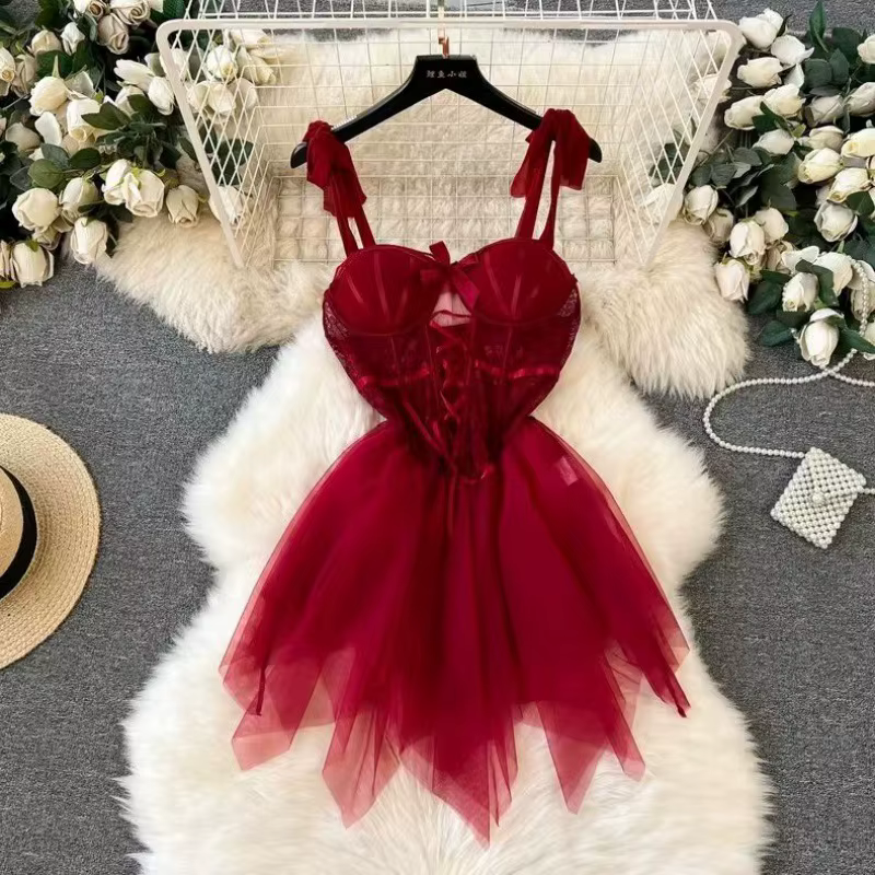 Chemise de nuit en dentelle transparente pour femmes, lingerie sexy, vêtements de nuit sensuels, san
