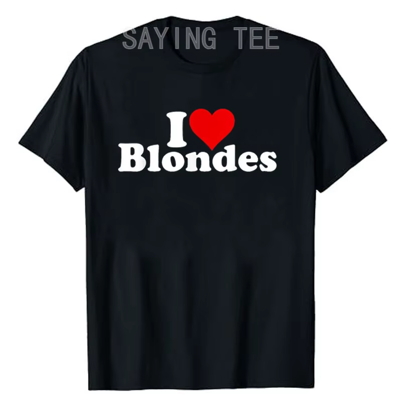 I LOVE HEART T-shirt manches courtes, combinaison NDES, T-shirt cheveux blonds, cadeau petit ami BF,