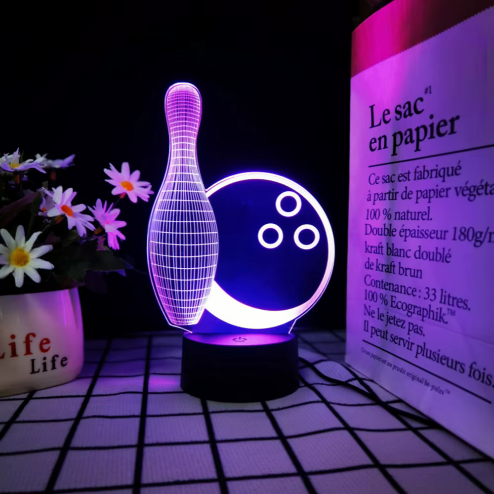 Lampe de nuit en forme de ballon de basket et de football, lumière à illusion 3D, 7/16 couleurs, rég