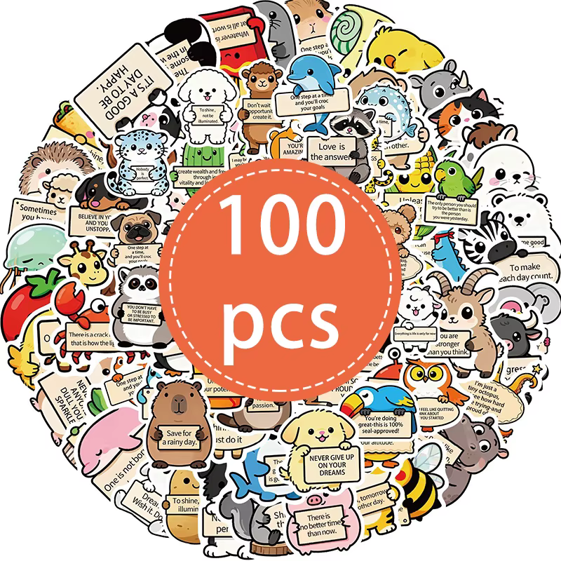 Autocollants animaux de soutien émotionnel, 100 pièces, autocollants d'affirmation de motivation, au