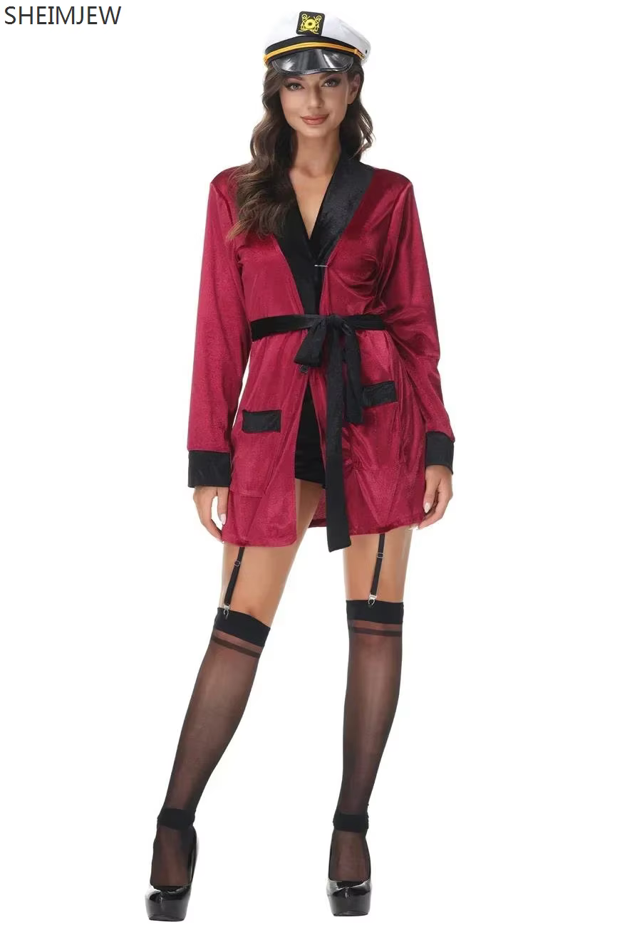 Costume de Cosplay de femme de police en velours rouge, tenues de drame, Costumes de discothèque, Ha