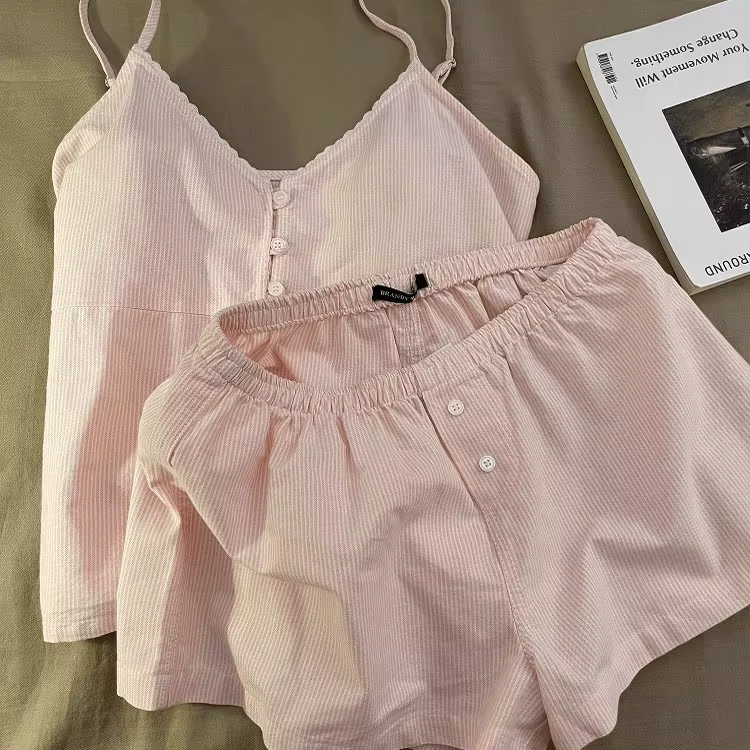 2025 nouveaux vêtements de nuit en coton femmes été à manches courtes Shorts mignon femmes maison vê