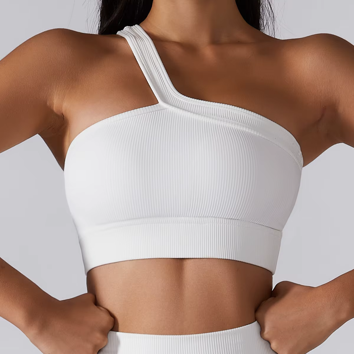 SOISOU-Soutien-gorge de yoga en tissu côtelé pour femme, sous-vêtement de sport, fitness, sans coutu