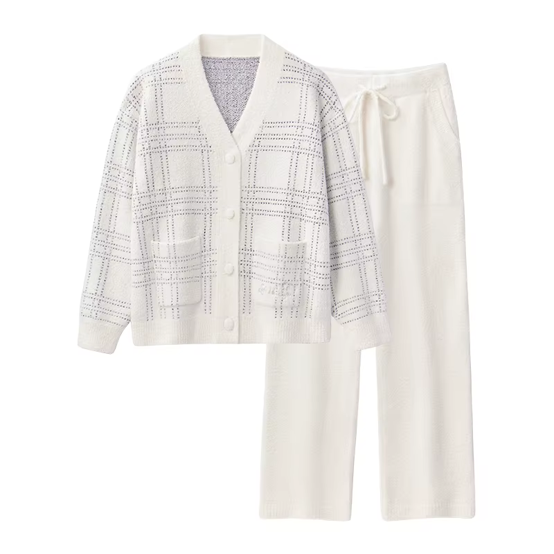 SUJIIN femmes 2 pièces tenues pyjamas ensemble automne hiver décontracté vêtements de nuit femme ray