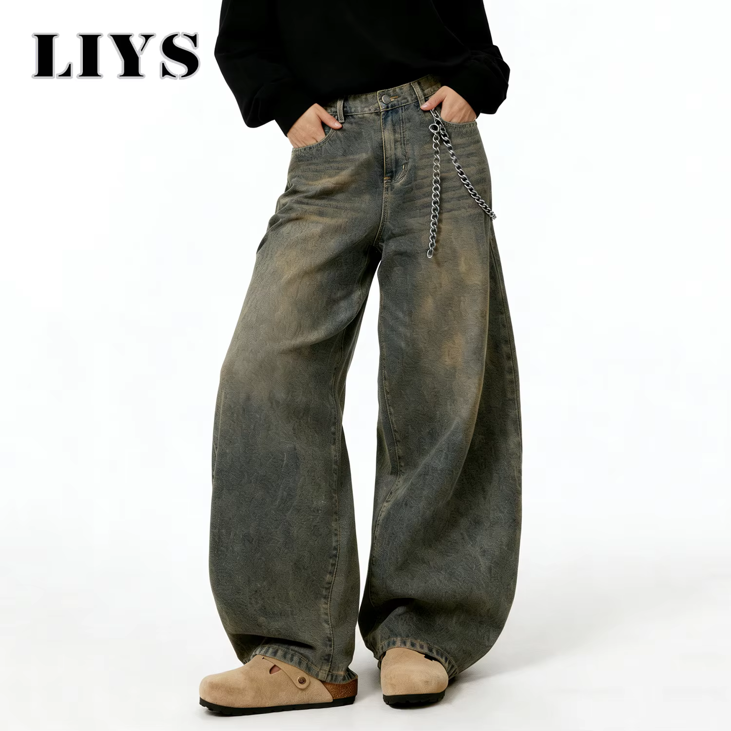 Jean Baggy rétro américain à jambes larges pour hommes, Streetwear coréen en détresse y2k, vêtements