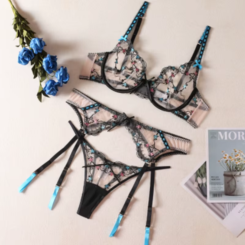 Lingerie sensuelle sexy pour femmes, ensemble de lingerie romantique, soutien-gorge en dentelle pour