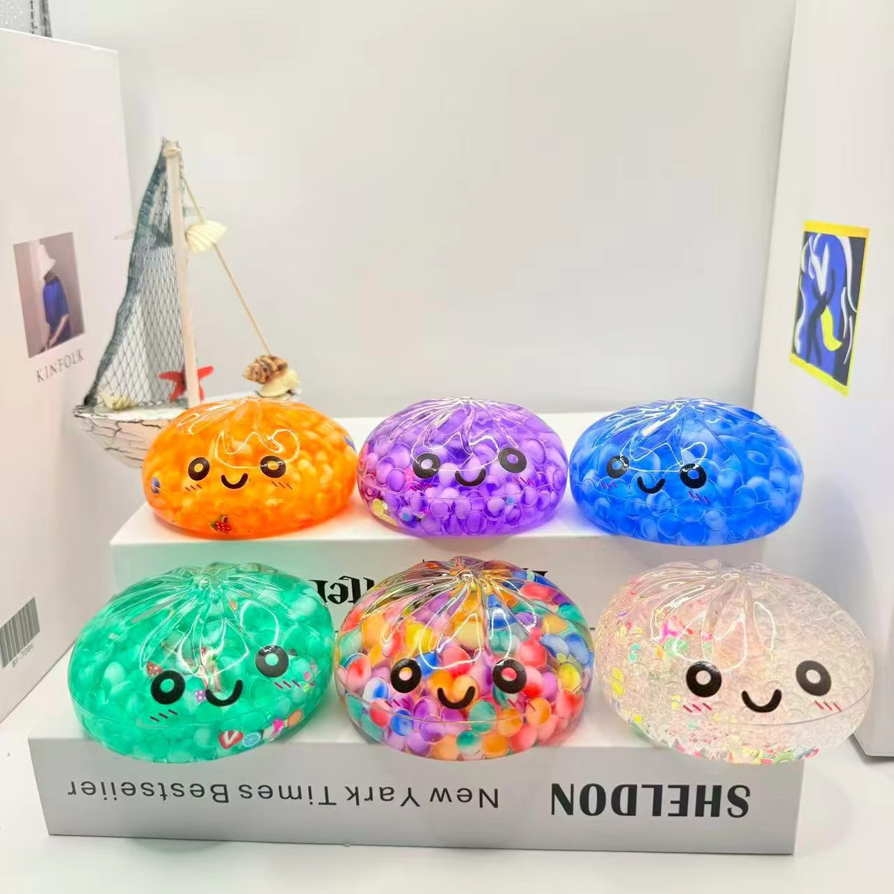 Nouveau : Boule à bulles tendance : Jouet fluide à presser esthétique, figurine réaliste de pain vap