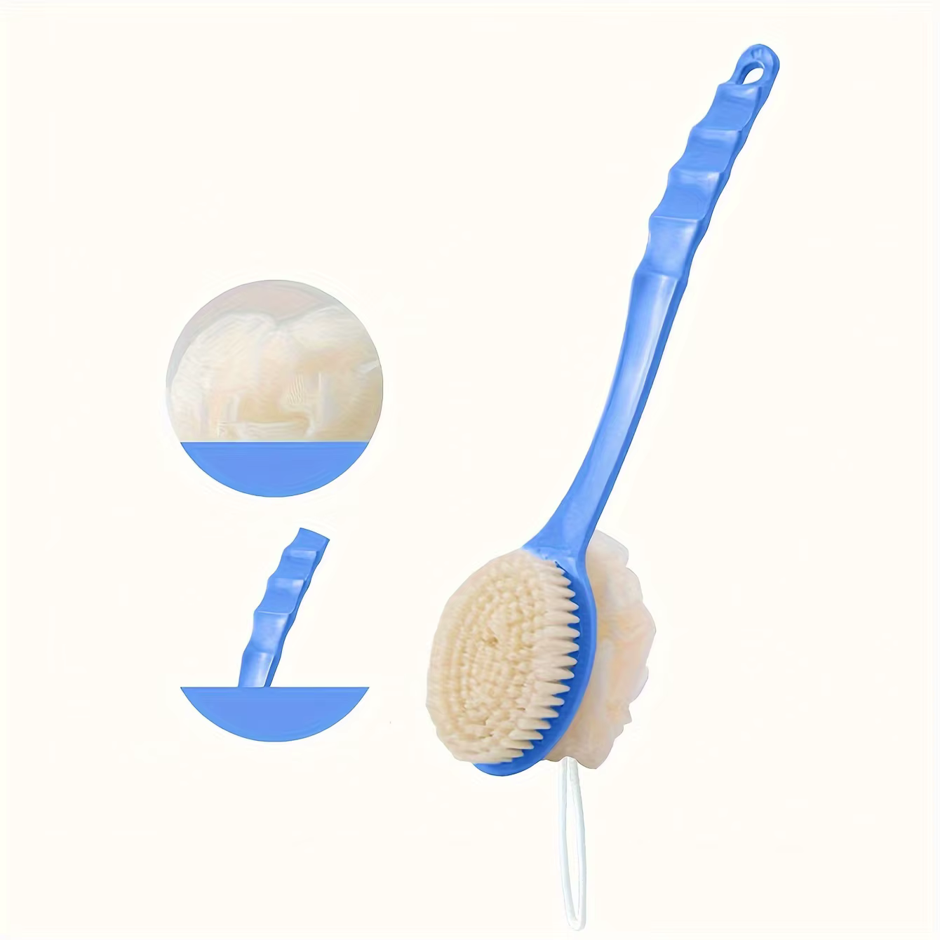 Brosse à luffa douce et accents pour le corps, bain, manche long incurvé, inodore, gIslande exfolian